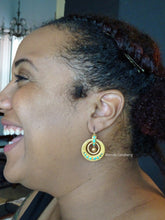 Antique Earrings Gold Turquoise Hoops Victorian Italian Classic Revival (6240)