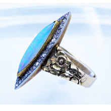 Antique Art Nouveau Ring 8k Gold Platinum Diamonds Opal w Appraisal (6899)