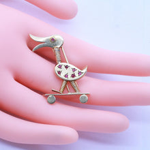 LACLOCHE Vintage Clip Brooch 18k Gold Rubies Duck Toy circa 1940's  (6885)