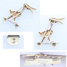 LACLOCHE Vintage Clip Brooch 18k Gold Rubies Duck Toy circa 1940's  (6885)