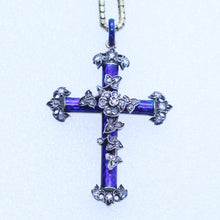 Victorian Necklace Pendant Cross Slide Locket Heart Gold Diamonds Enamel (6902)