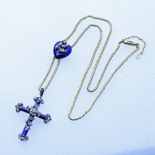 Victorian Necklace Pendant Cross Slide Locket Heart Gold Diamonds Enamel (6902)