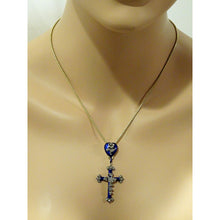 Victorian Necklace Pendant Cross Slide Locket Heart Gold Diamonds Enamel (6902)