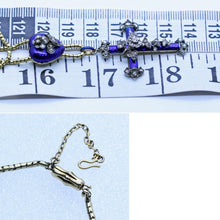 Victorian Necklace Pendant Cross Slide Locket Heart Gold Diamonds Enamel (6902)