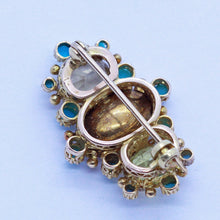 Antique Victorian Brooch 18k Gold Pink Topaz Turquoise Gems w Appraisal (6905)