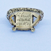 Antique Georgian Ring 15ct Gold Pearls Enamel Hair Mourning Chased Gold (6833)