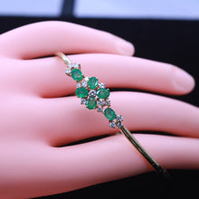 Vintage Retro Bracelet Bangle 18k Gold Diamonds Emeralds w Appraisal (4847)