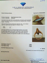 Antique Art Nouveau Ring 8k Gold Platinum Diamonds Opal w Appraisal (6899)