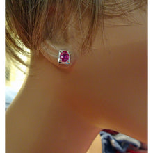 Burmese Ruby Earrings Ear Studs in 18k white Gold w Independent Appraisal (4905)