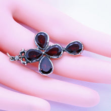 Antique Georgian Cross Pendant Silver Diamonds Garnets Reversible Unisex (6908)