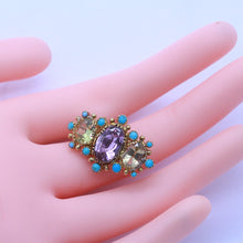 Antique Victorian Brooch 18k Gold Pink Topaz Turquoise Gems w Appraisal (6905)