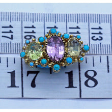 Antique Victorian Brooch 18k Gold Pink Topaz Turquoise Gems w Appraisal (6905)