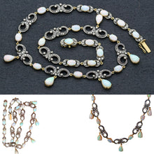 Antique Victorian Opal & Diamond Necklace 18k Gold with Appraisal (3764)