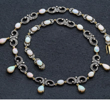 Antique Victorian Opal & Diamond Necklace 18k Gold with Appraisal (3764)