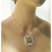 Georgian Necklace Pendant Maltese Cross Gold Cannetille Sapphire Locket (6575)