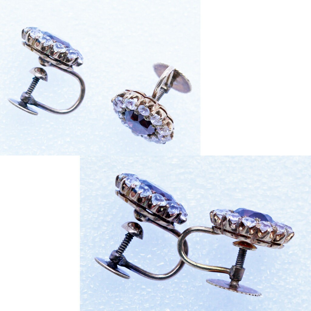Antique Victorian Earrings Garnets Sapphires 14k Gold w Appraisal (6919)