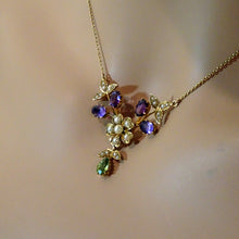 Antique Edwardian Necklace 15ct Gold Amethyst Peridot Pearl Suffragette (6923)
