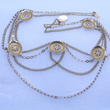 Antique Georgian Necklace 18k Gold Swags Engraved Enamel Plaques French (6895)