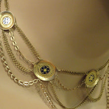 Antique Georgian Necklace 18k Gold Swags Engraved Enamel Plaques French (6895)