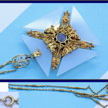 Georgian Necklace Pendant Maltese Cross Gold Cannetille Sapphire Locket (6575)
