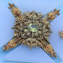 Georgian Necklace Pendant Maltese Cross Gold Cannetille Sapphire Locket (6575)