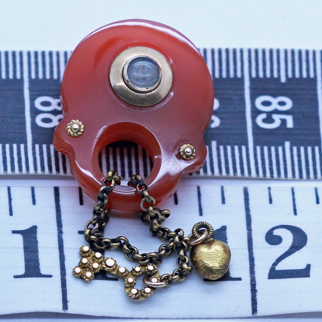 Antique Georgian Pendant Brooch Gold Carnelian Padlock Heart Key Locket (6933)