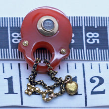 Antique Georgian Pendant Brooch Gold Carnelian Padlock Heart Key Locket (6933)