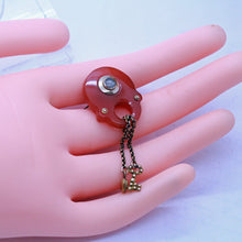 Antique Georgian Pendant Brooch Gold Carnelian Padlock Heart Key Locket (6933)