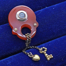 Antique Georgian Pendant Brooch Gold Carnelian Padlock Heart Key Locket (6933)