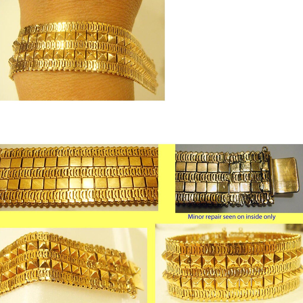 Bracelet Antique Bangle  French Victorian Wide Flat 18k Gold (4713)