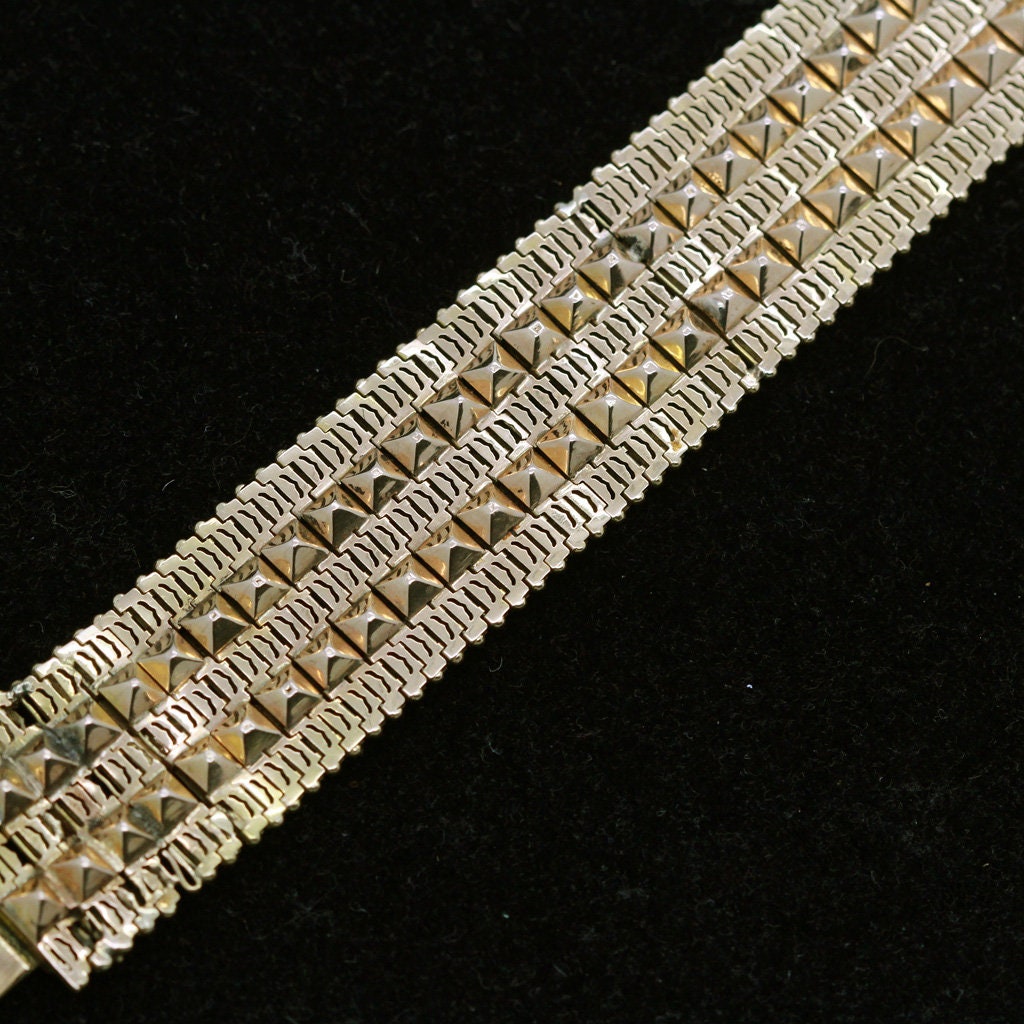 Bracelet Antique Bangle  French Victorian Wide Flat 18k Gold (4713)