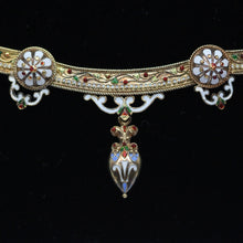 Antique Victorian Necklace Gold Enamel Renaissance Revival Heart Pendant (6248)