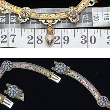 Antique Victorian Necklace Gold Enamel Renaissance Revival Heart Pendant (6248)