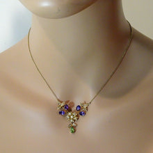 Antique Edwardian Necklace 15ct Gold Amethyst Peridot Pearl Suffragette (6923)