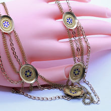 Antique Georgian Necklace 18k Gold Swags Engraved Enamel Plaques French (6895)