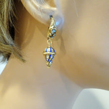 Antique Earrings 14k Gold Enamel Diamonds Ouroboros Snake Day Night Russian(6845)