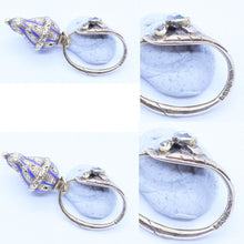 Antique Earrings 14k Gold Enamel Diamonds Ouroboros Snake Day Night Russian(6845)