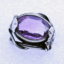 Antique Art Nouveau Ring Silver Amethyst twining Foliage DuMont French (6929)