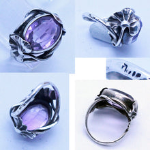 Antique Art Nouveau Ring Silver Amethyst twining Foliage DuMont French (6929)