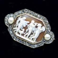 Antique Georgian Cameo Brooch Diamonds Gold Pearls Bacchic Dance Music (5648)