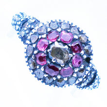 Antique Georgian Ring Diamonds Rubies Gold Silver Target Unisex English (6932)