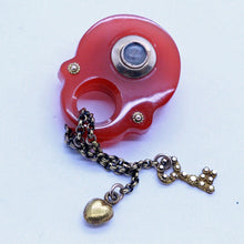 Antique Georgian Pendant Brooch Gold Carnelian Padlock Heart Key Locket (6933)