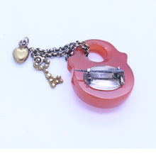 Antique Georgian Pendant Brooch Gold Carnelian Padlock Heart Key Locket (6933)