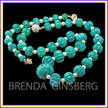 Estate Carved Emeralds and Pearls Necklace Bracelet Set (5677)