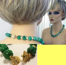 Estate Carved Emeralds and Pearls Necklace Bracelet Set (5677)