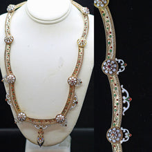 Antique Victorian Necklace Gold Enamel Renaissance Revival Heart Pendant (6248)