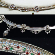 Antique Victorian Necklace Gold Enamel Renaissance Revival Heart Pendant (6248)