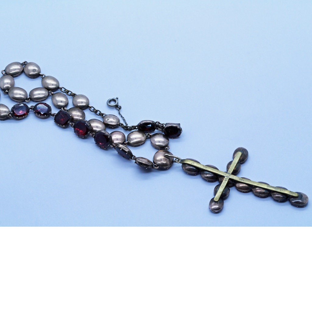 Georgian Necklace Pendant Detachable Cross Crucifix 15k Gold Garnet (6580)