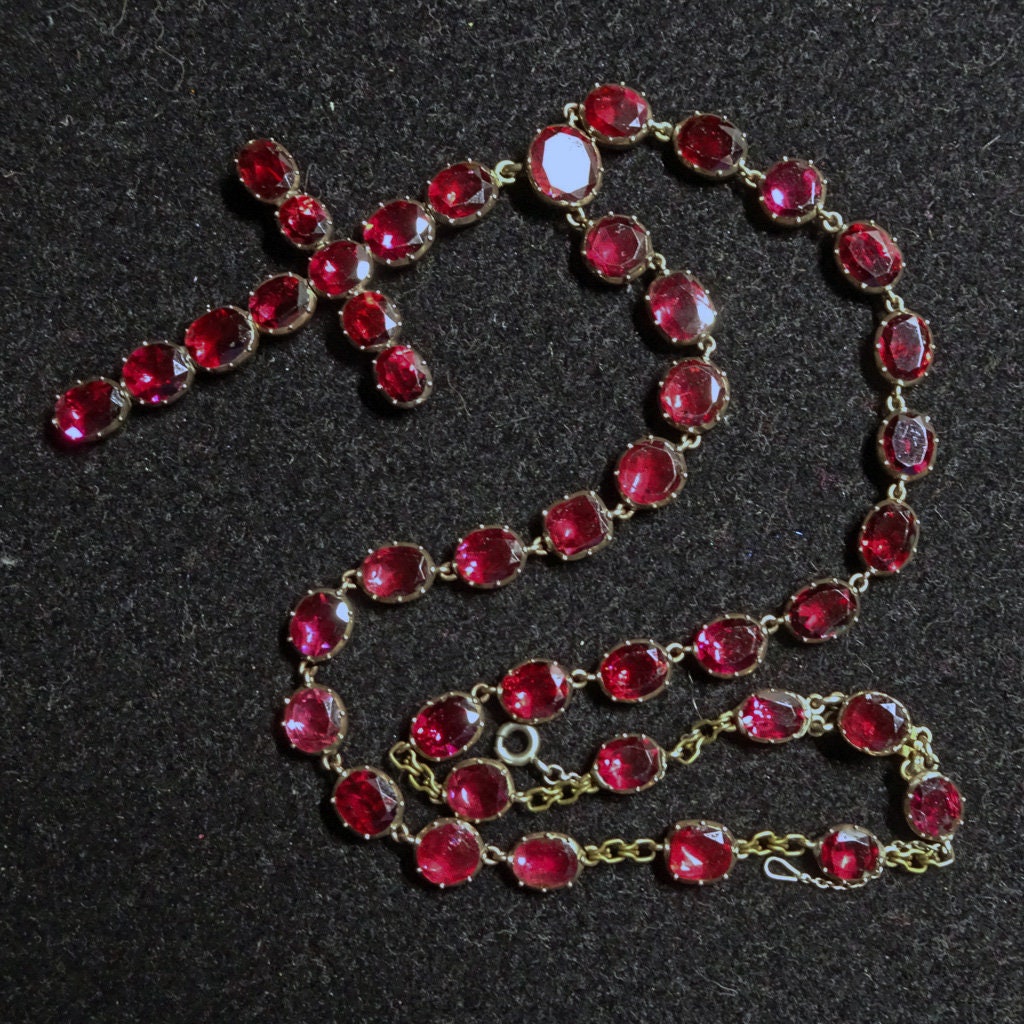 Georgian Necklace Pendant Detachable Cross Crucifix 15k Gold Garnet (6580)