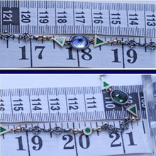 Antique Arts & Crafts Pair Chain Necklaces Gold Silver Sapphires Enamel (6940)